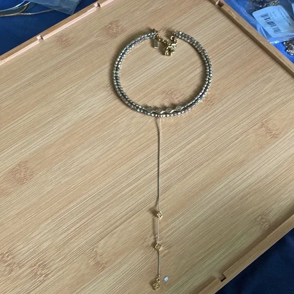 NEW Vanessa Mooney GOLD beaded double strand lariat elysee Choker Necklace - Picture 8 of 8